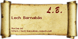 Lech Barnabás névjegykártya